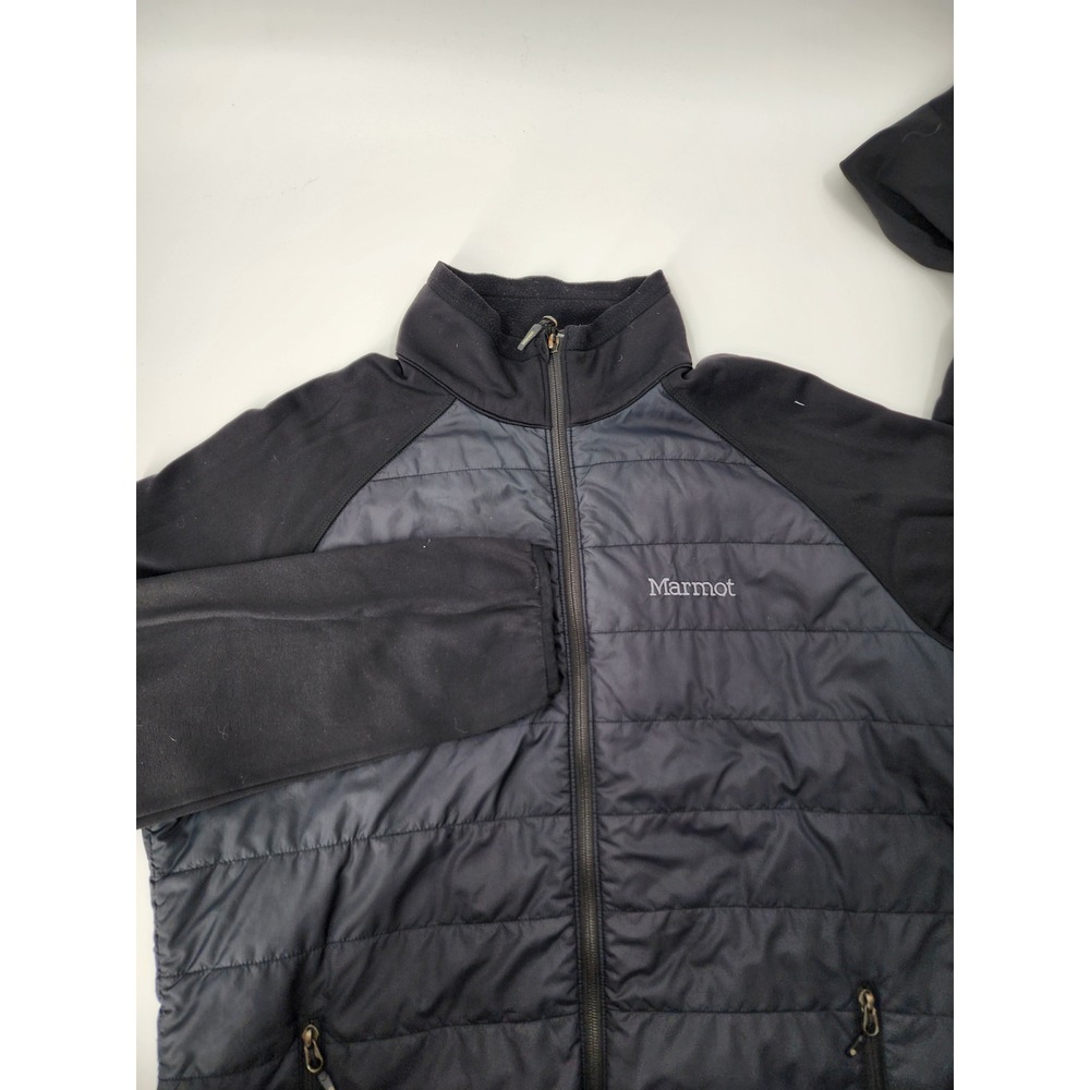Marmot Mens Hybrid Quilted Insulated Softshell Jacket Black Charcoal Gray Large